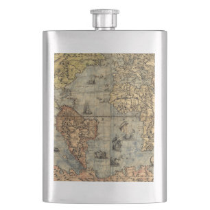 Flasque Carte du monde Forlani Antiquev 1565 Renaissance