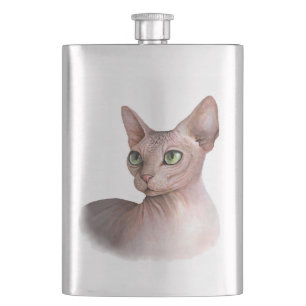 Flasque Cat 578 Sphynx white background