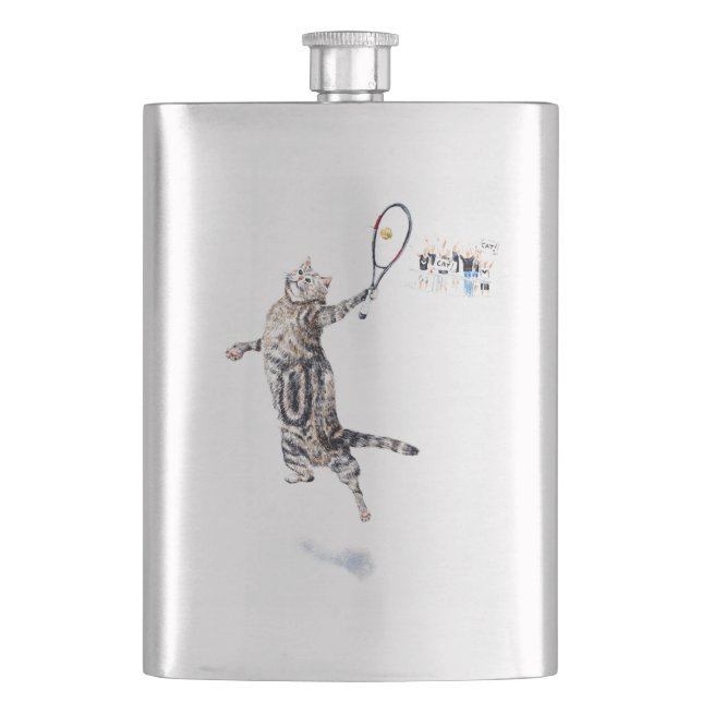 Flasque Chat Jouant Au Tennis (devant)