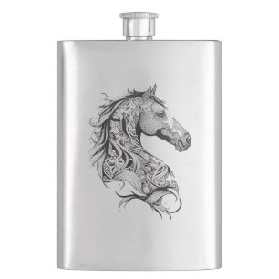 Flasque Cheval Wild Animal Nature Illustration Art tatouag