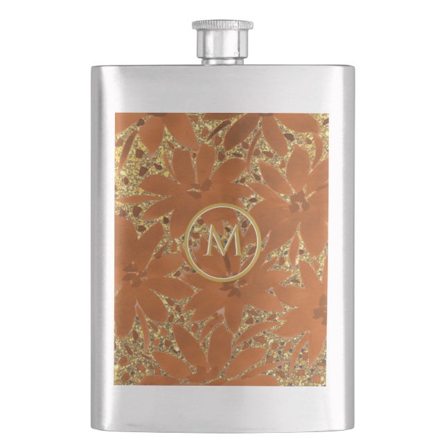 Flasque Chic Monogrammed Gold Sparkle (devant)
