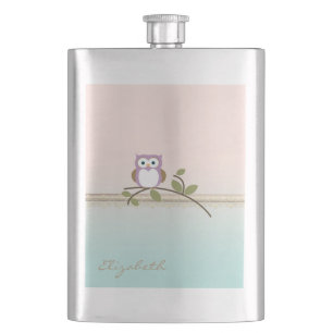 Flasque Chouette mignonne et féminine, personnalisée