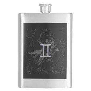 Flasque Chrome d'argent comme Gemini Zodiac Connexion Heve
