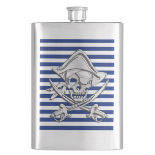 Flasque Chrome Pirate Nautique sur les rayures de marine I