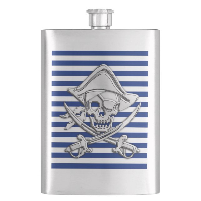 Flasque Chrome Pirate Nautique sur les rayures de marine I (devant)
