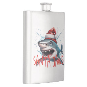 Flasque Citation de Santa Jaws Pun Noël Requin Dessin Anim