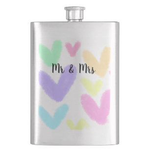 Flasque Cœur simple style de texte minimal mariage M & Mme