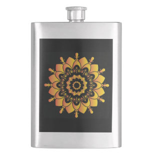 Flasque Conception de mandala unique doré-95748