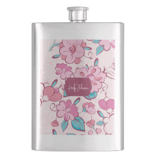 Flasque Conception florale élégante à fleurs roses avec no