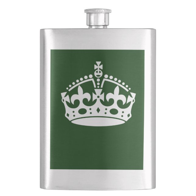 Flasque CONSERVEZ CALME COURONNE sur la Personnaliser vert (devant)