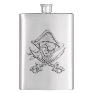 Flasque Copie nautique de crâne de pirate de chrome