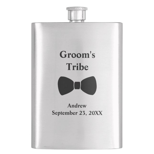Flasque Cravate Bow personnalisée Groomsmen cadeau Groom T (devant)