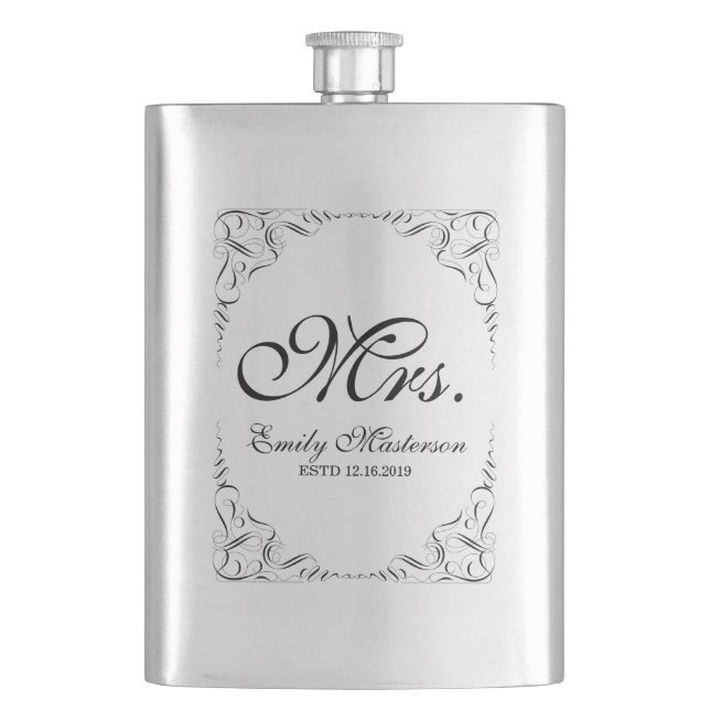 Flasque Créez Votre Propre M. Mme Son Mariage Monogramme (devant)