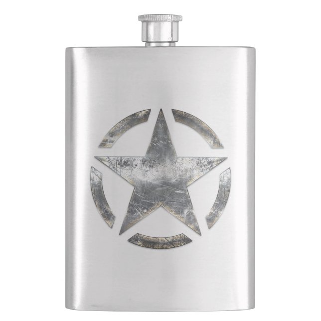 Flasque Cru de pochoir d'étoile dans le style en acier (devant)