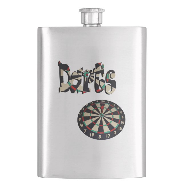 Flasque Darts Logo Et Dartboard, Hip Flask (devant)