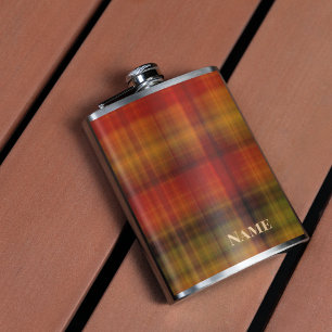 Flasque de hip élégant en plaid d'automne 6oz revê