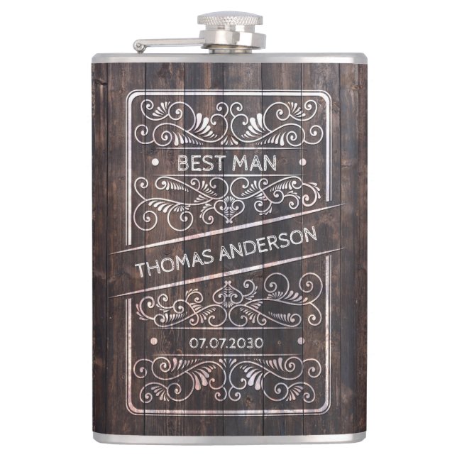 Flasque de mariage rustique – Cadeau pour le témoi (Devant)
