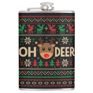 Flasque de pull de Noël moche Oh Cerf