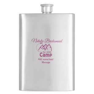 Flasque Demoiselle d'honneur de camp rose ajouter nom date