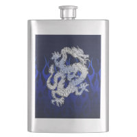 Dragon bleu en carbone de chrome emballant des