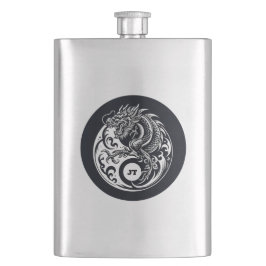 Flasque Dragon Chinois en Noir et Blanc Personnalisé