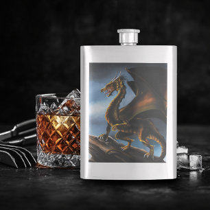 Flasque Dragon noir cuivre or