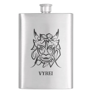 Flasque Dragon tribal noir et blanc