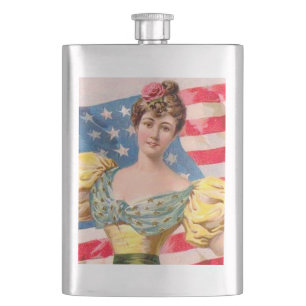 Flasque Drapeau américain Lady Liberty Independence