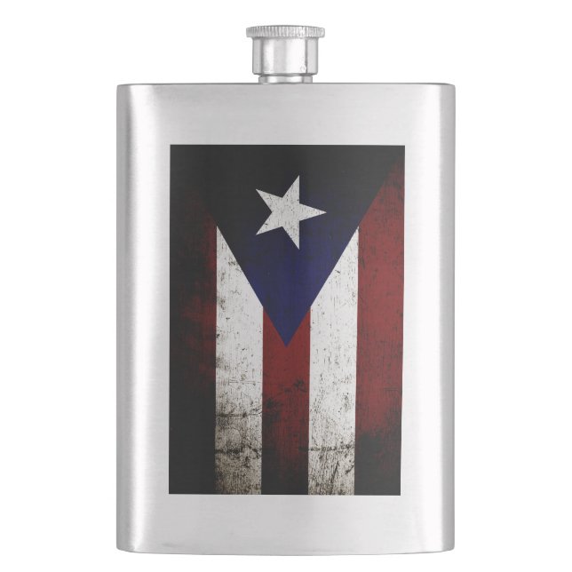Flasque Drapeau grunge noir de Porto Rico (devant)