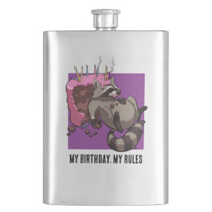 Flasque Drôle Raccoon Mon Anniversaire Mes règles Carton d