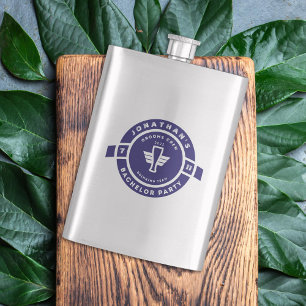 Flasque Enterrement de vie de garçon badge de bière bleu m