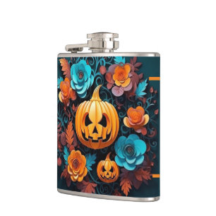 Flasque enveloppée de vinyle citrouille et fleurs