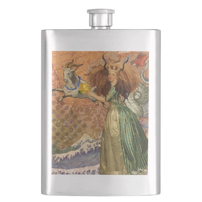 Flasque Femme Capricorne Chèvre Fantaisie Amusant (devant)