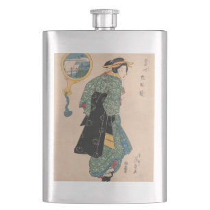 Flasque Femme japonaise Kimono : Ukiyo-e Woodblock Imprime