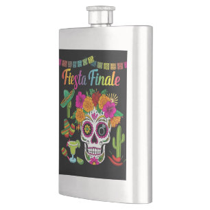 Flasque "Fiesta Finale" Crâne de Sucre Coloré Enterrement 