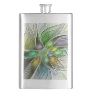 Flasque Fleur de Fantaisie Abstraite Moderne Fractale Colo