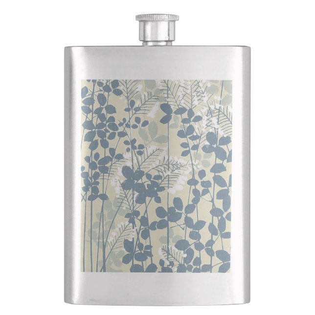 Flasque Fleur de feuille bleue asiatique japonaise (devant)