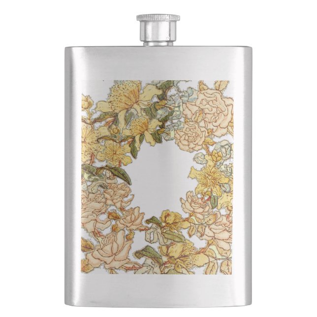 Flasque Floral Spring Fleur de couronne rose Fleurs Art (devant)