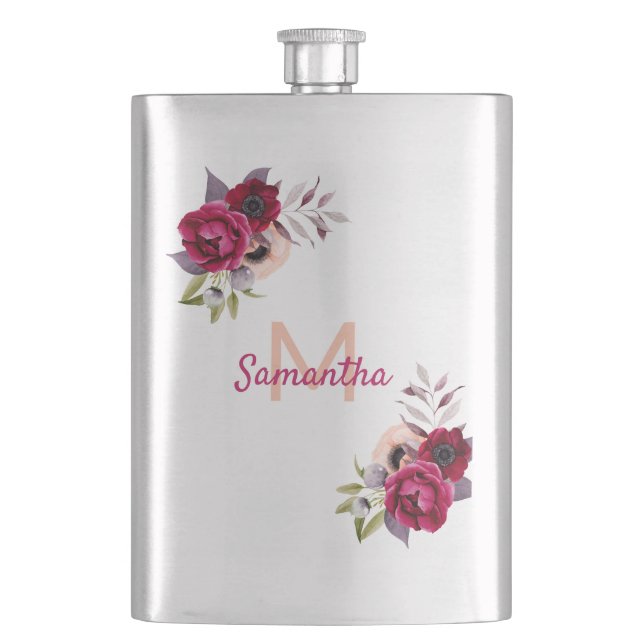 Flasque Florals nom Bourgogne monogramme (devant)