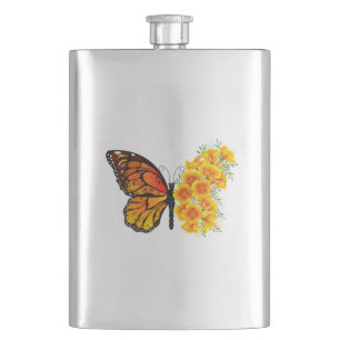 Flasque Flower Butterfly with Yellow California Poppy