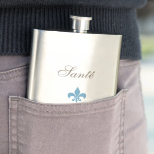 Flasque French Blue Fleur de Lis Santé Mariage Faveur