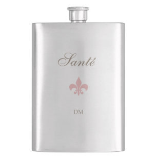 Flasque French Rose Fleur de Lis Santé Mariage Faveur