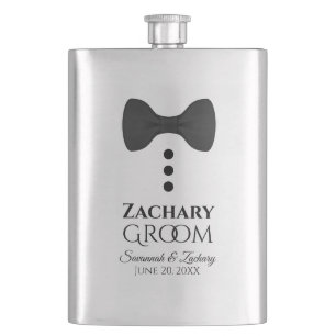 Flasque Fun Black Cravate Tuxedo Groom Silver Flask