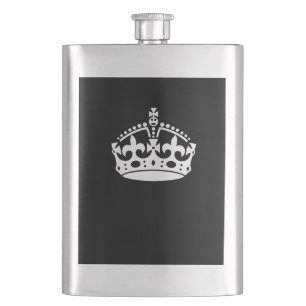 Flasque Gardez la couronne calme sur le noir solide