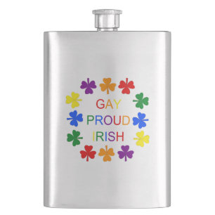 Flasque Gay Fier Irlandais LGBT Rainbow Shamrocks