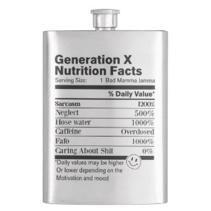 Flasque Génération X Nutrition Amusante Faits Sarcasme N