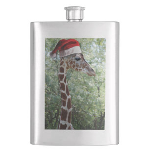 Flasque Girafe avec un Casquette du Père Noël