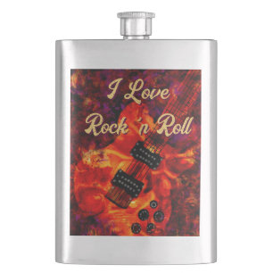 Flasque Guitare électrique sur feu Rouge Black Love Rock n