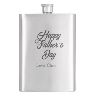 Flasque Happy father's day gray name love best Daddy ever 