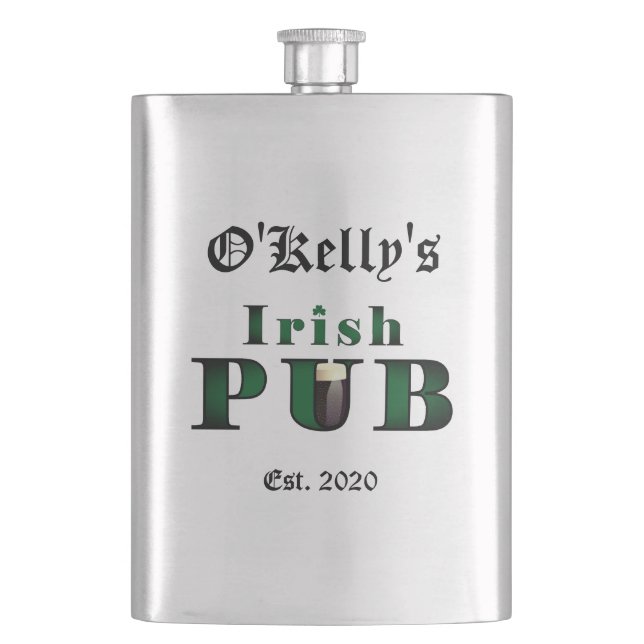 Flasque Irish Pub Bar Tavern Classique en acier inoxydable (devant)